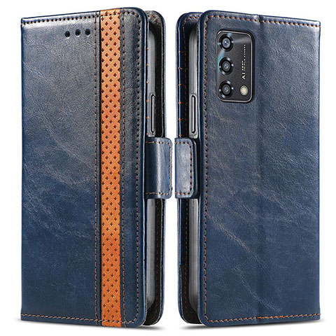 Funda de Cuero Cartera con Soporte Carcasa S02D para Oppo A74 4G Azul