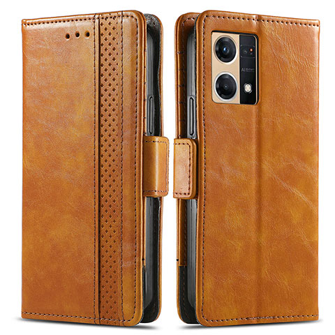 Funda de Cuero Cartera con Soporte Carcasa S02D para Oppo F21s Pro 4G Marron Claro