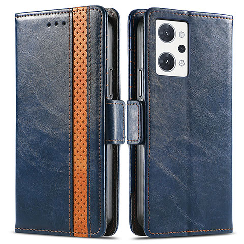 Funda de Cuero Cartera con Soporte Carcasa S02D para Oppo Reno7 A Azul