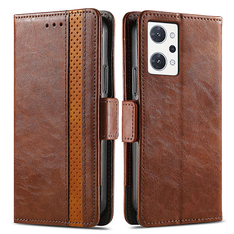 Funda de Cuero Cartera con Soporte Carcasa S02D para Oppo Reno7 A Marron