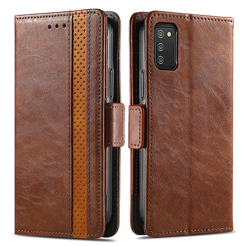 Funda de Cuero Cartera con Soporte Carcasa S02D para Samsung Galaxy M02s Marron