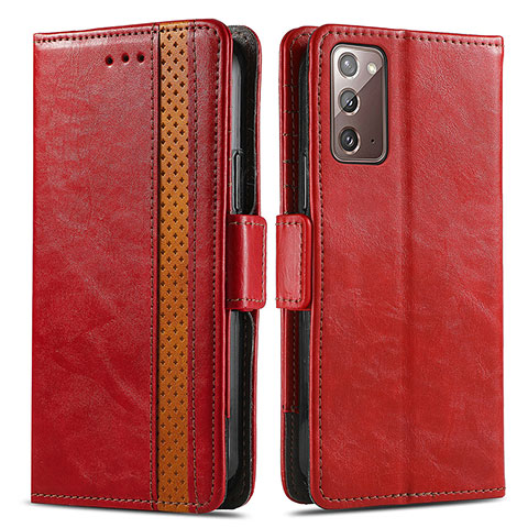 Funda de Cuero Cartera con Soporte Carcasa S02D para Samsung Galaxy Note 20 5G Rojo