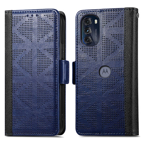 Funda de Cuero Cartera con Soporte Carcasa S03D para Motorola Moto G 5G (2022) Azul