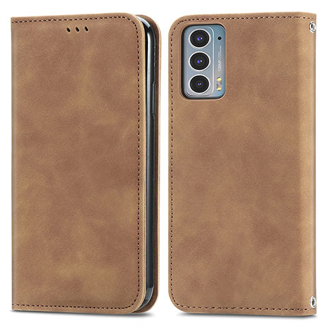 Funda de Cuero Cartera con Soporte Carcasa S04D para Motorola Moto Edge 20 5G Marron