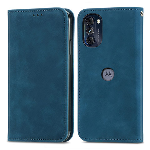 Funda de Cuero Cartera con Soporte Carcasa S04D para Motorola Moto G 5G (2022) Azul