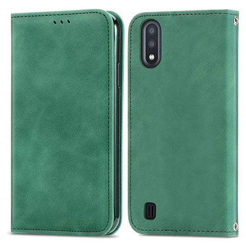 Funda de Cuero Cartera con Soporte Carcasa S04D para Samsung Galaxy A01 SM-A015 Verde