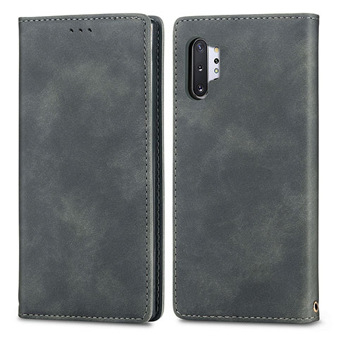 Funda de Cuero Cartera con Soporte Carcasa S04D para Samsung Galaxy Note 10 Plus 5G Gris