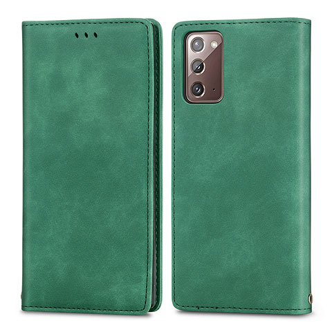 Funda de Cuero Cartera con Soporte Carcasa S04D para Samsung Galaxy Note 20 5G Verde