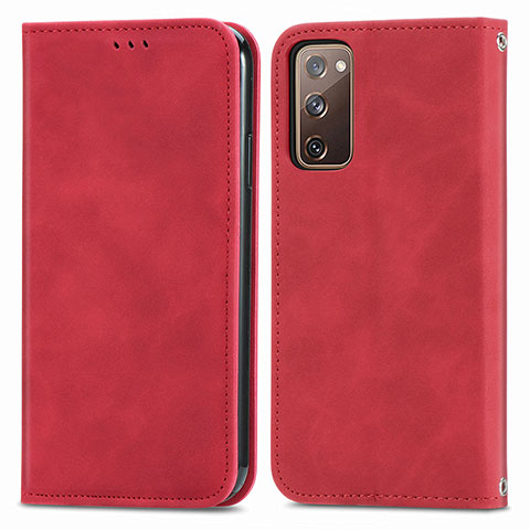 Funda de Cuero Cartera con Soporte Carcasa S04D para Samsung Galaxy S20 FE 5G Rojo