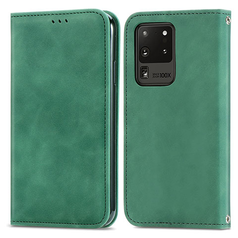 Funda de Cuero Cartera con Soporte Carcasa S04D para Samsung Galaxy S20 Ultra Verde