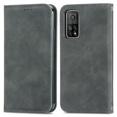 Funda de Cuero Cartera con Soporte Carcasa S04D para Xiaomi Mi 10T 5G Gris