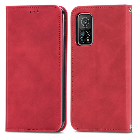 Funda de Cuero Cartera con Soporte Carcasa S04D para Xiaomi Mi 10T 5G Rojo