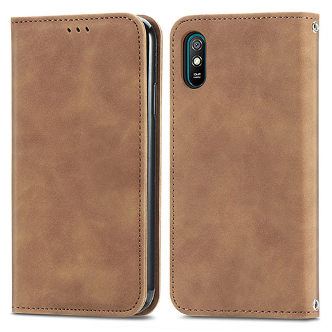 Funda de Cuero Cartera con Soporte Carcasa S04D para Xiaomi Redmi 9A Marron