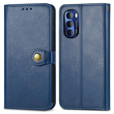 Funda de Cuero Cartera con Soporte Carcasa S05D para Motorola Moto G Stylus (2022) 4G Azul