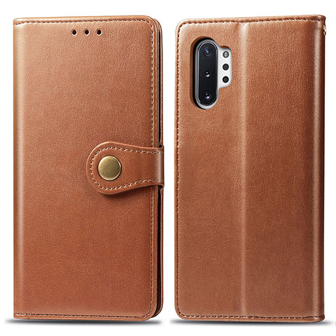 Funda de Cuero Cartera con Soporte Carcasa S05D para Samsung Galaxy Note 10 Plus 5G Marron