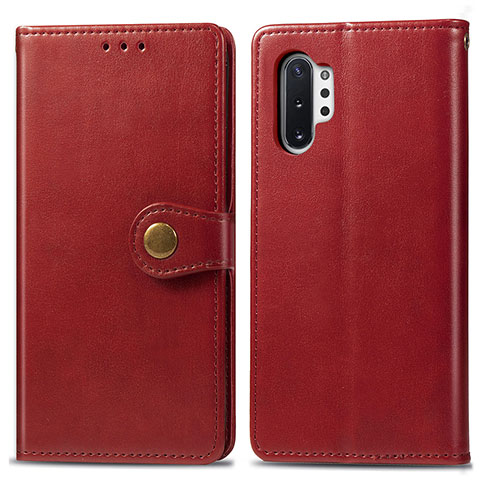 Funda de Cuero Cartera con Soporte Carcasa S05D para Samsung Galaxy Note 10 Plus 5G Rojo