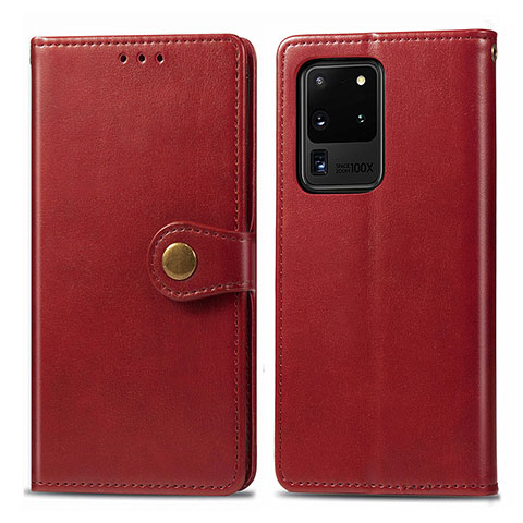 Funda de Cuero Cartera con Soporte Carcasa S05D para Samsung Galaxy S20 Ultra Rojo