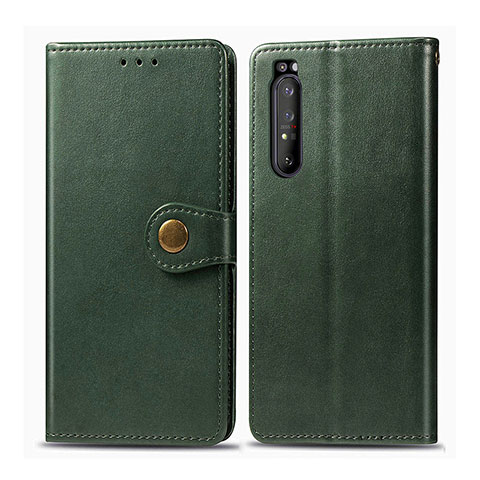 Funda de Cuero Cartera con Soporte Carcasa S05D para Sony Xperia 1 II Verde