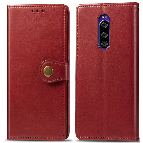 Funda de Cuero Cartera con Soporte Carcasa S05D para Sony Xperia 1 Rojo