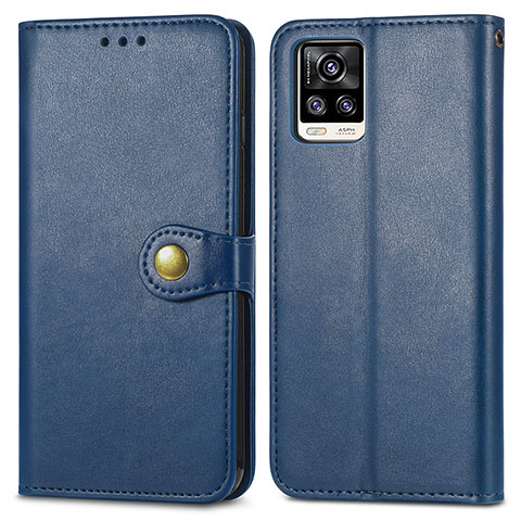 Funda de Cuero Cartera con Soporte Carcasa S05D para Vivo V20 Azul