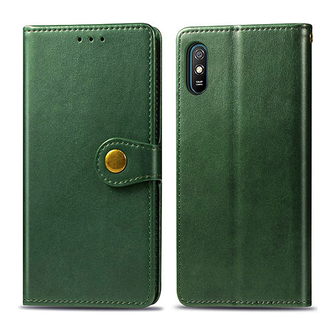 Funda de Cuero Cartera con Soporte Carcasa S05D para Xiaomi Redmi 9A Verde