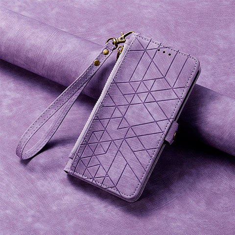 Funda de Cuero Cartera con Soporte Carcasa S06D para Apple iPhone 13 Pro Morado