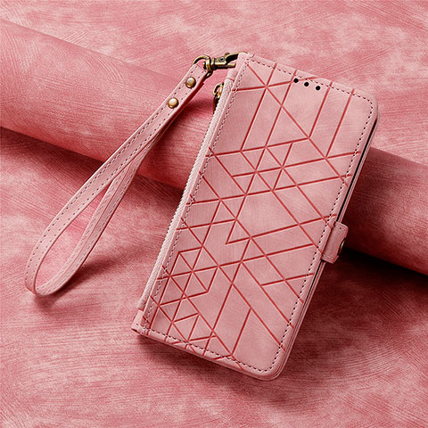 Funda de Cuero Cartera con Soporte Carcasa S17D para Motorola Moto Edge 30 Pro 5G Rosa