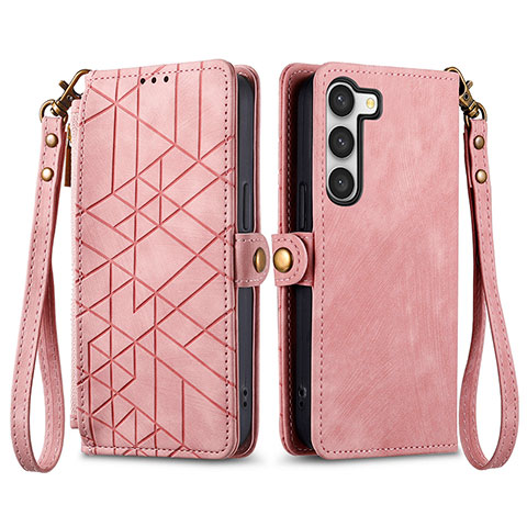 Funda de Cuero Cartera con Soporte Carcasa S17D para Samsung Galaxy S22 5G Rosa