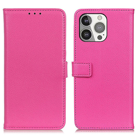 Funda de Cuero Cartera con Soporte Carcasa T01 para Apple iPhone 14 Pro Rosa Roja