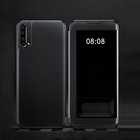 Funda de Cuero Cartera con Soporte Carcasa T01 para Huawei Honor 20 Pro Negro