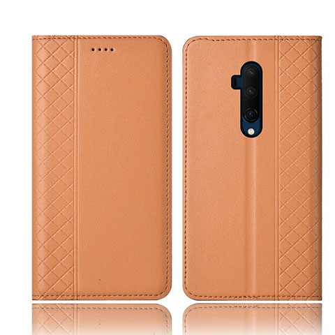 Funda de Cuero Cartera con Soporte Carcasa T01 para OnePlus 7T Pro Naranja