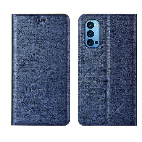 Funda de Cuero Cartera con Soporte Carcasa T01 para Oppo Reno4 5G Azul