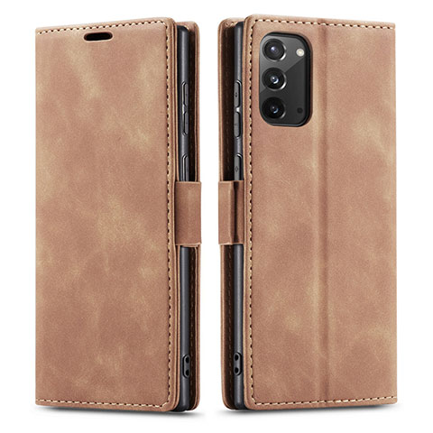 Funda de Cuero Cartera con Soporte Carcasa T01 para Samsung Galaxy Note 20 5G Marron Claro