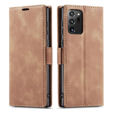 Funda de Cuero Cartera con Soporte Carcasa T01 para Samsung Galaxy Note 20 Ultra 5G Marron Claro