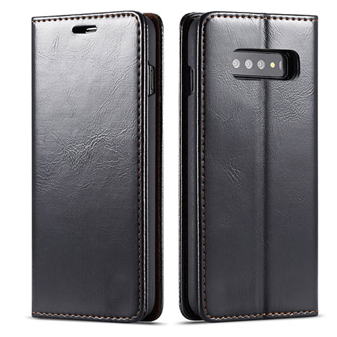 Funda de Cuero Cartera con Soporte Carcasa T01 para Samsung Galaxy S10 Plus Negro