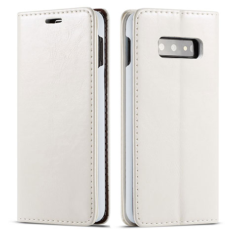 Funda de Cuero Cartera con Soporte Carcasa T01 para Samsung Galaxy S10e Blanco