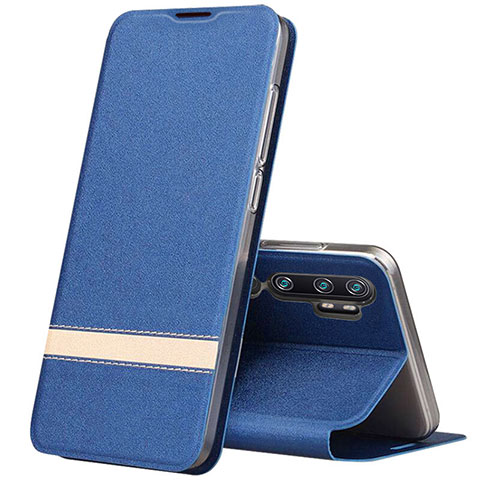 Funda de Cuero Cartera con Soporte Carcasa T01 para Xiaomi Mi Note 10 Azul