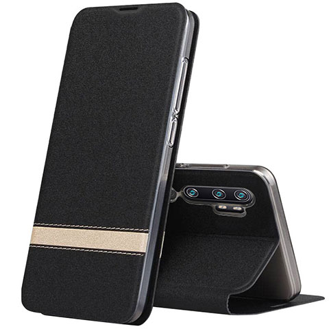Funda de Cuero Cartera con Soporte Carcasa T01 para Xiaomi Mi Note 10 Pro Negro
