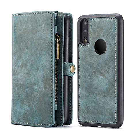 Funda de Cuero Cartera con Soporte Carcasa T02 para Huawei P20 Lite Cian