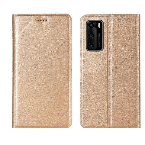 Funda de Cuero Cartera con Soporte Carcasa T02 para Huawei P40 Oro