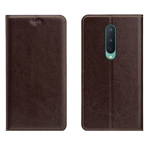 Funda de Cuero Cartera con Soporte Carcasa T02 para OnePlus 8 Marron