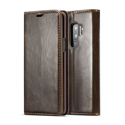 Funda de Cuero Cartera con Soporte Carcasa T02 para Samsung Galaxy S9 Plus Marron