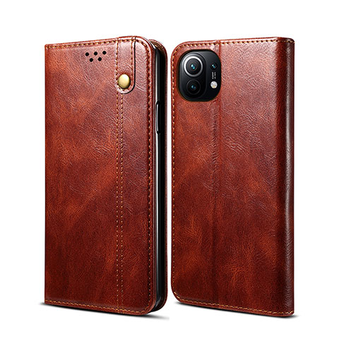 Funda de Cuero Cartera con Soporte Carcasa T02 para Xiaomi Mi 11 Lite 4G Marron