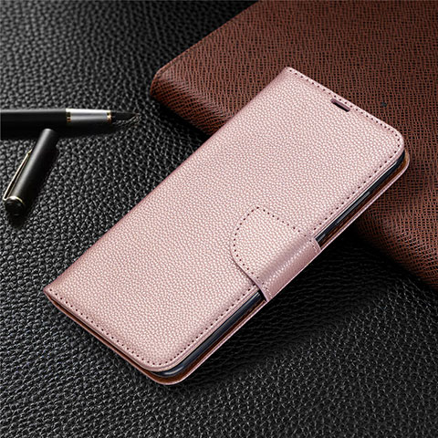 Funda de Cuero Cartera con Soporte Carcasa T02 para Xiaomi Redmi Note 9 Oro Rosa
