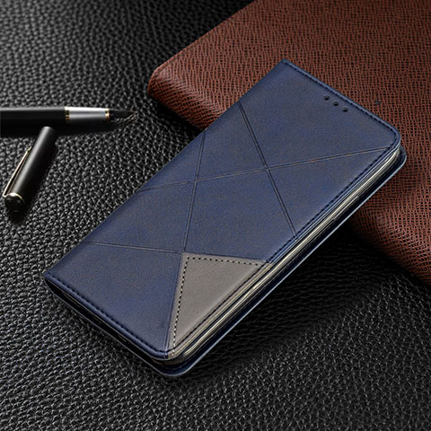 Funda de Cuero Cartera con Soporte Carcasa T02 para Xiaomi Redmi Note 9 Pro Azul