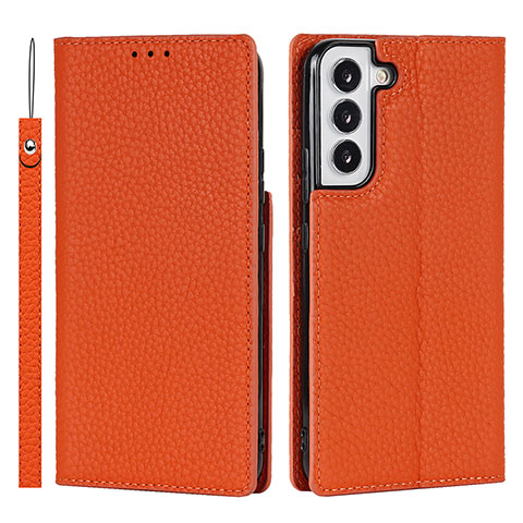 Funda de Cuero Cartera con Soporte Carcasa T02D para Samsung Galaxy S21 Plus 5G Naranja