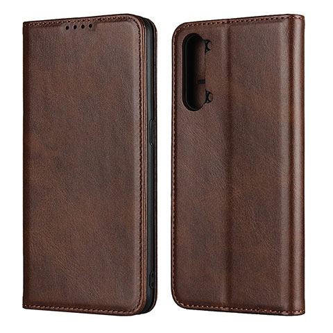 Funda de Cuero Cartera con Soporte Carcasa T03 para Oppo A91 Marron