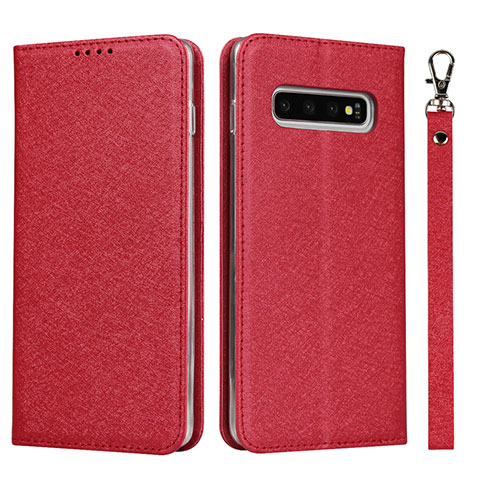 Funda de Cuero Cartera con Soporte Carcasa T03 para Samsung Galaxy S10 Rojo