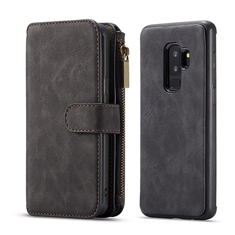 Funda de Cuero Cartera con Soporte Carcasa T03 para Samsung Galaxy S9 Plus Negro