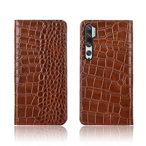 Funda de Cuero Cartera con Soporte Carcasa T03 para Xiaomi Mi Note 10 Naranja